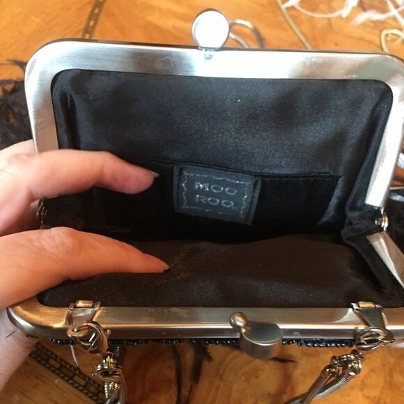 MOO ROO Black n White Feathered Purse - Picture 14 of 14